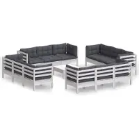 vidaXL 13-delige Loungeset met antracietkleurige kussens grenenhout