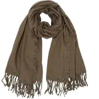 Yehwang Bruine Sjaal Color Studs - Dames Sjaals - Gekleurde Studs - Bruin