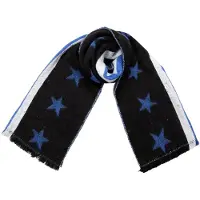 Yehwang Zwarte Sjaal Stripes & Stars - Zwart + Wit + Blauwe Wintersjaals - Print Sjaals
