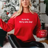 B&C Kerst Sweater- Hohoho Merry wine day. Foute kersttrui. Maat XL