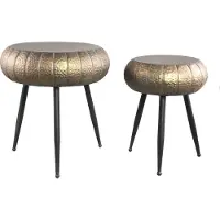 Ptmd collection PTMD Reddick Ronde Bijzettafel - 47x45x50 cm - Set van 2 - Goud