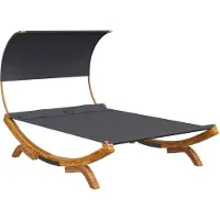 vidaXL Loungebed met luifel 165x203x126 cm gebogen hout antracietkleur