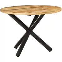 vidaXL Eettafel rond 100x100x75 cm ruw mangohout