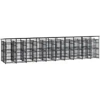 vidaXL Hondenkennel met dak 18,43 m² staal