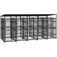 vidaXL Hondenkennel met dak 9,22 m² staal