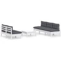vidaXL 6-delige Loungeset met antracietkleurige kussens grenenhout