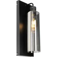 QAZQA Moderne wandlamp zwart met smoke glas - Stavelot