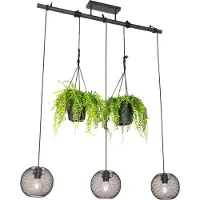 QAZQA Industriële hanglamp zwart 3-lichts - Flor