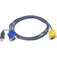 Aten 6M USB KVM Kabel met 3 in 1 SPHD en ingebouwde PS/2 naar USB omzetter - 6 m - VGA - Zwart - HDB-15 + USB A - SPHD-15 - Mannelijk