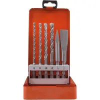Projahn boorbeitelset, 6-delig, SDS-plus, Ø 6-8-10-12 mm, spitse en platte beitels, lengte 140-200 mm