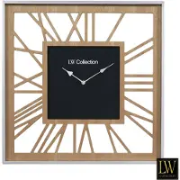 LW Collection Wandklok Zayden | LW Collection hout zwart 80x80 cm wandklokken | NADUVI