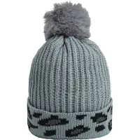 Yehwang Grijze Muts Leopard - Gevoerde Wintermutsen - Beanies - Grijs met zwarte leopard print