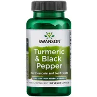 Swanson Health - Kurkuma &amp; Zwarte Peper - 60 Veganistische Capsules