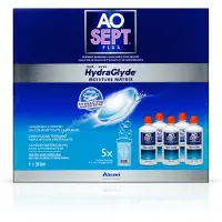 Aosept Plus with Hydraglyde 05x 360ml (voordeelpakket) (5 lenshouders) - lenzenvloeistof