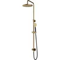 Hotbath Cobber M538 Stortdoucheset Zonder Mengkraan - Hoofddouche 30cm - Ronde Handdouche - Geborsteld Messing - Messing - Kranen, Douchekranen, - Kranen, Douchekranen, Douchesets, Opbouw douchesets,