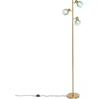 QAZQA Art Deco vloerlamp goud met groen glas 3-lichts - Vidro