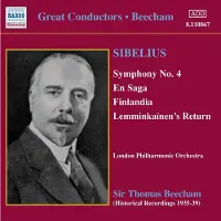 OUTHERE London Philharmonic Orchestra, Sir Thomas Beecham - Sibelius: Symphony No.4 | En Saga | Finlandia (CD)