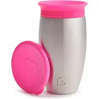 Munchkin Kinderservies + bestek, roestvrijstalen drinkbeker, roze, Miracle 360, 12m+, 296ml, 01245101