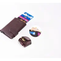 Figuretta Leren Cardprotector - Pasjeshouder - Creditcardhouder met papier en muntgeldvak - Triple Fold- Donkerbruin