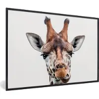 PosterMonkey Poster in fotolijst kinderen - Jongens - Giraffe - Dieren - Kop - Portret - Kind - Meisjes - Kinderkamer decoratie - 90x60 cm - Poster kinderkamer - Wanddecoratie meisjes - Muurdecoratie