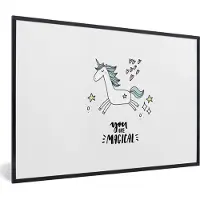 PosterMonkey Poster in fotolijst kinderen - Unicorn - Kinderen - Quotes - You are magical - Meisjes - Decoratie voor kinderkamers - Poster eenhoorn - 90x60 cm - Wanddecoratie meisjes