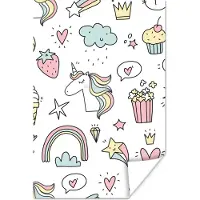 PosterMonkey Poster kind - Patronen - Eenhoorn - Kinderen - Meisjes - Regenboog - Pastel - Wanddecoratie meisjes - Decoratie voor kinderkamers - 20x30 cm - Poster kinderkamer