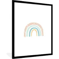 PosterMonkey Poster in lijst voor kinderen - Wanddecoratie babykamer - Schilderij voor kinderen - Regenboog - Kinderen - Pastel - Stippen - 60x80 cm