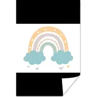 PosterMonkey Poster voor kinderen - Wanddecoratie kinderkamer - Schilderij kinderen - Regenboog - Hartjes - Wolken - Stippen - Pastel - 80x60 cm