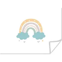 PosterMonkey Poster voor kinderen - Wanddecoratie kinderkamer - Schilderij kinderen - Regenboog - Hartjes - Wolken - Stippen - Pastel - 80x60 cm