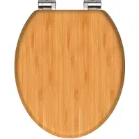 Schutte WC-Bril 81101 NATURAL BAMBOO - Massief Bamboe - Soft Close - Verchroomde Scharnieren - Belastbaar tot 175 kg