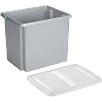 Sunware opslagbox kunststof 45 liter lichtgrijs 45 x 36 x 36 cm met deksel - Opbergbox
