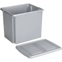 Sunware opslagbox kunststof 45 liter lichtgrijs 45 x 36 x 36 cm met deksel - Opbergbox