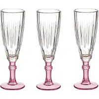 Vivalto Luxe Exotic Collection Champagneglazen set 6x stuks op roze voet 170 ml - Champagneglazen