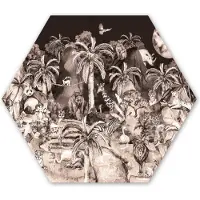 MuchoWow Hexagon wanddecoratie - Kunststof Wanddecoratie - Hexagon Schilderij - Jungle - Dieren - Kinderen - Bomen - Planten - 120x103 cm