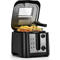 Aigostar Olivia 30ZST - Frituurpan - Friteuse - 2.5L - met Kijkvenster - 1650W - Koude zone - Zwart