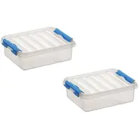 Sunware 2x stuks kunststof stapelbare opbergbakken 1 liter 20 x 15 x 6 cm - Opbergbox