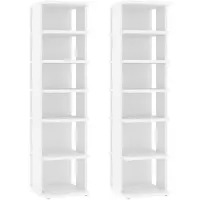 vidaXL Schoenenkasten 2 st 27,5x27x102 cm bewerkt hout wit