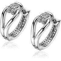 Zinzi Mart Visser by zilveren luxe oorringen 18x8mm geknoopte vorm bezet met witte zirconia's MVO19