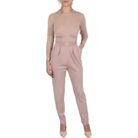 Sarcia.eu John Zack Nude-jumpsuit met lange mouwen en doorschijnende mesh-inzetstukken, slim fit / XL