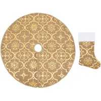 vidaXL Kerstboomrok luxe met sok 122 cm stof geel