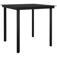 Natur24 vidaXL Tuin-eettafel, zwart, 80x80x74 cm, staal en glas
