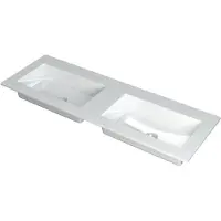 Ink Kraft Meubelwastafel 140x45cm Polystone - Dubbel - Zonder Kraangaten - Glans Wit - 8718835098001 - Rechthoekig - Wastafels, Meubelwastafels
