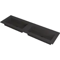 Ink Kraft Dubbele Meubelwastafel 160x45cm - Zonder Kraangat - Quartz Zwart - Rechthoekig - Wastafels - Meubelwastafels - 8718835098131