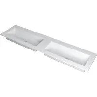 Ink Kraft Meubelwastafel 180x45cm Polystone - Dubbel - Zonder Kraangaten - Mat Wit - 8718835098216 - Rechthoekig - Wastafels, Meubelwastafels