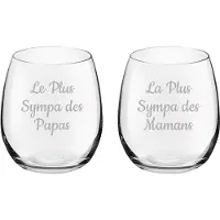 Royal Leerdam Drinkglas gegraveerd - 39cl - Le Plus Sympa des Papas & La Plus Sympa des Mamans