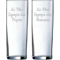 Arcoroc Longdrinkglas gegraveerd - 31cl - Le Plus Sympa des Papas & La Plus Sympa des Mamans