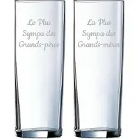Arcoroc Longdrinkglas gegraveerd - 31cl - Le Plus Sympa des Grands-Pères & La Plus Sympa des Grands-mères