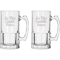 Libbey Bierpul gegraveerd - 1ltr - Le Plus Gentil Frère & La Plus Gentille Soeur