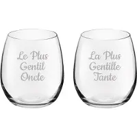 Royal Leerdam Drinkglas gegraveerd - 39cl - Le Plus Gentil Oncle & La Plus Gentille Tante