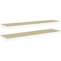 vidaXL Wandschappen zwevend 2 st 90x23,5x3,8 cm MDF eikenkleurig wit